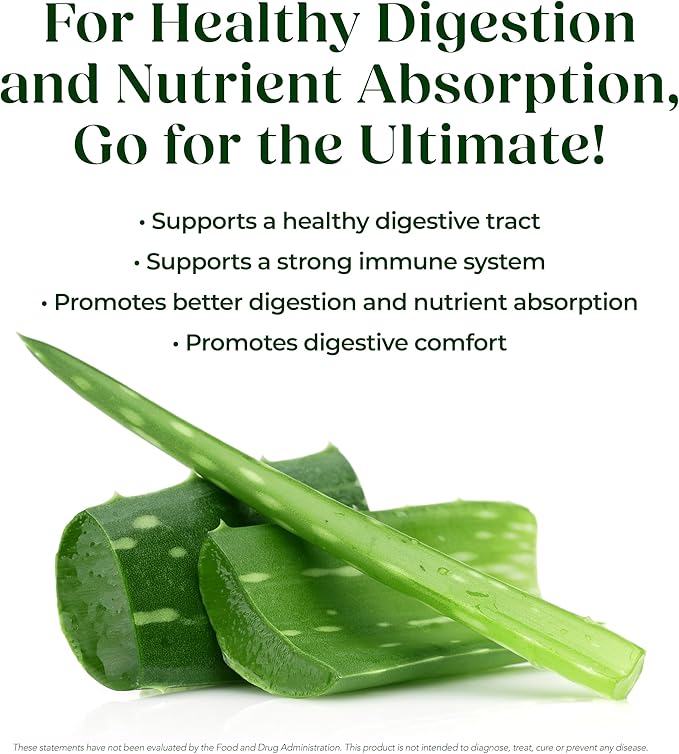 Ultimate Aloe – Aloe Juice for Gut Health Digestive Comfort Immune Support and Nutrient Absorption – Strawberry &amp Kiwi Flavor – 16 Servings