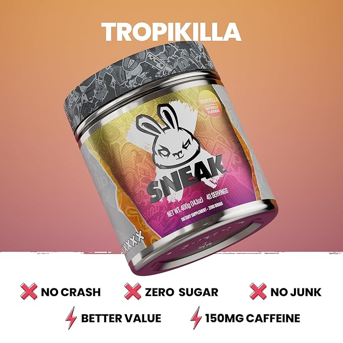 SNEAK Energy Drink Powder | Tropikilla | No Sugar. No Nasties. Just Natural Caffeine Focus-Boosting Nootropics | 40 Servings