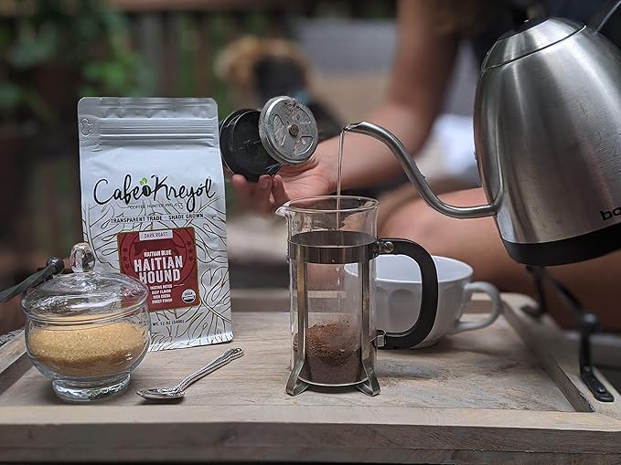 Cafe Kreyol Organic Haitian Hound | 12 oz - Haitian Blue Dark Roast Coffee - Whole Bean Coffee is Smooth Low Acid and Bold Deep Notes of Chocolate with a Sweet Finish (2 Pack)
