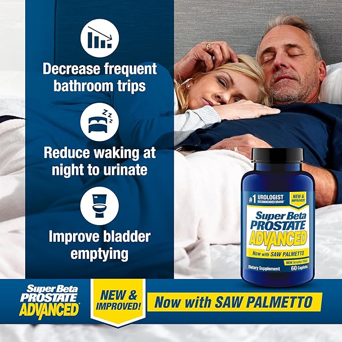 SUPER BETA PROSTATE Advanced with Saw Palmetto - Prostate Health Supplements for Men Bladder &amp Urinary Support with Beta-sitosterol Reishi Saw Palmetto Vitamin D Zinc Oxide Selenium - 60 Cou
