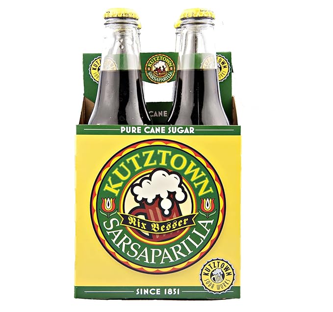 Kutztown Glass Bottle Sarsaparilla Soda Favorite Amish Drink 12 Oz. (Pack of 12 Bottles)
