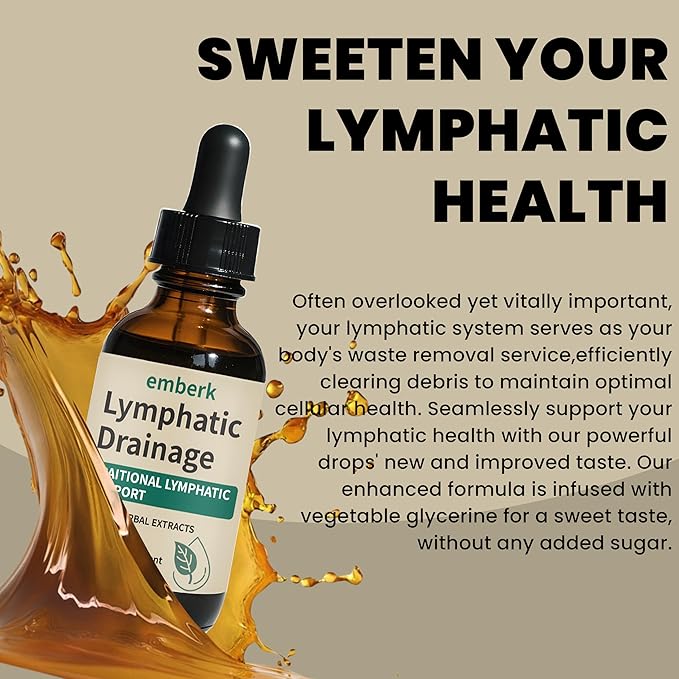 Lymphatic Drainage Drops 2000mg Herbal Blend with Elderberry &amp Echinacea Dandelion– Supports Lymphatic Drainage Immune System &amp Detox 2 fl oz (2pcs)