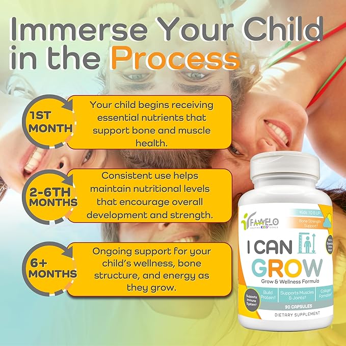 I Can Grow 3-Month Supply Bundle – 3x Day-Time + 3x Night-Time Growth Supplements for Kids 10+ &amp Teens | L-Arginine Colostrum Magnesium | Daily Height Support + Sleep Aid for Natural Growth | 6-
