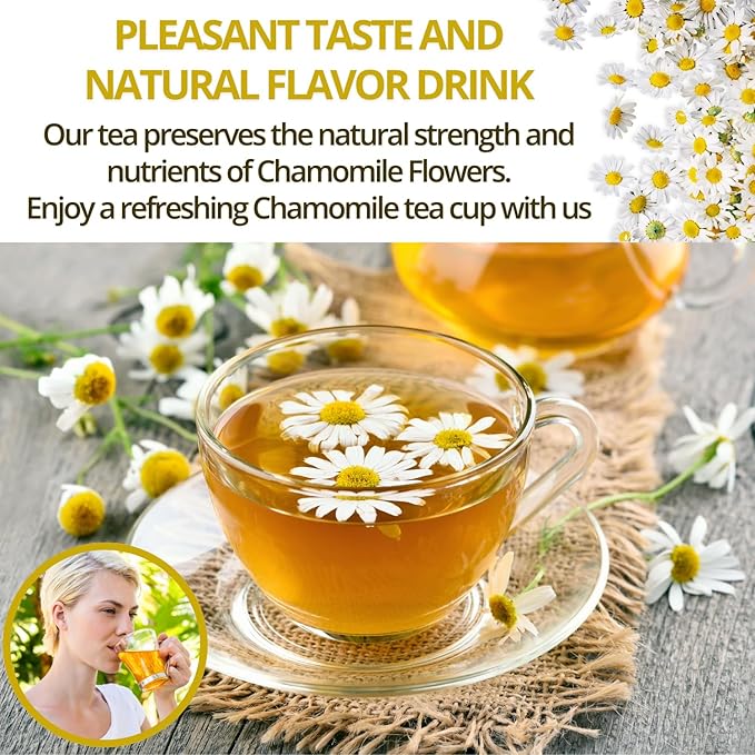 VIDA FARM 100 Chamomile Tea Bags Natural Chamomile Flowers Tea Bags Dried Herbal Flowers Sugar Free Caffeine Free Gluten Free