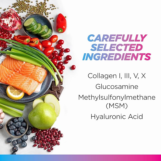 Livingood Daily Collagen + Joint Support Grass Fed Multi Collagen Peptides I III V X with Hyaluronic Acid Joint Support Supplement for Women &amp Men Hair Skin Nails Keto &amp Gluten Free 120 C