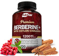 NutriFlair Premium Berberine HCL 1200mg 120 Capsules - Plus Pure True Ceylon Cinnamon Berberine HCI Root Supplements Pills - Immune System - Made in USA