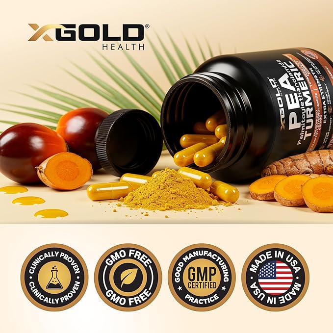 Pea Palmitoylethanolamide + Turmeric Curcumin Complex – 1600mg Micronized 99% &amp 95% Curcuminoids – High Potency Joint Support Mobility &amp Comfort – Made in USA