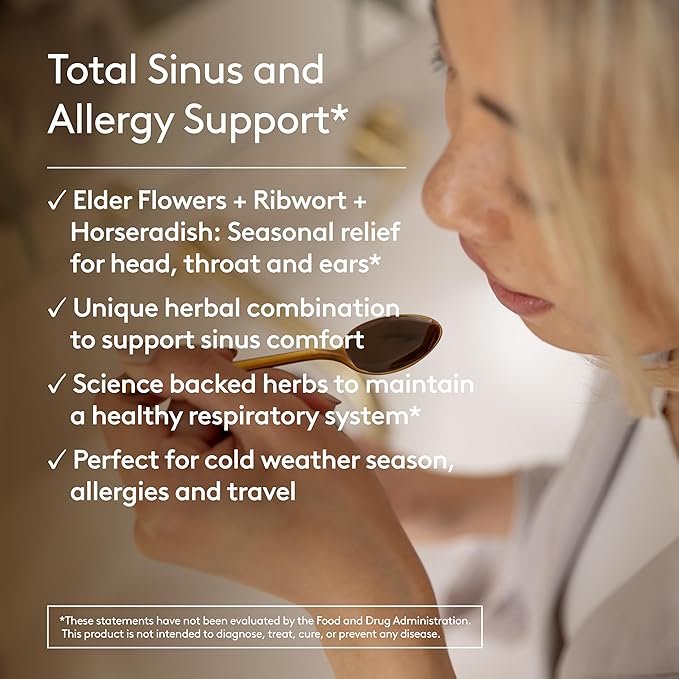 Sinus Ease Syrup Herbal Nasal Care for Runny Nose Sinus Pressure High Absorption Herbal Flavor Plant-Based - 6.7 Fl oz (40 Servings)