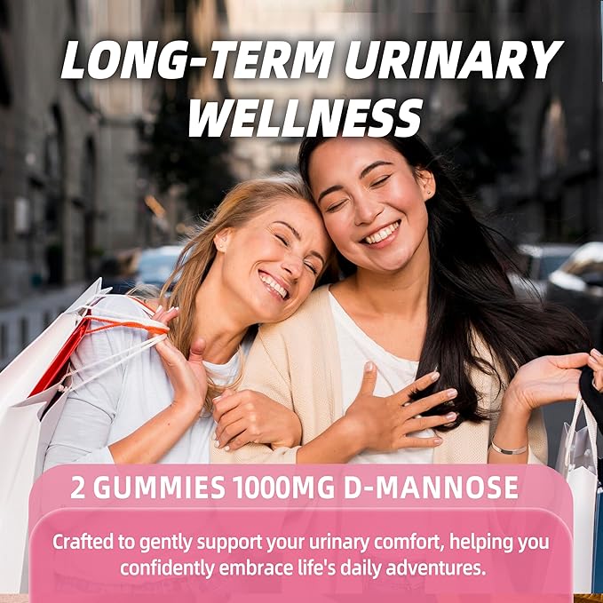 D-Mannose Gummies 2000mg with Cranberry 500mg &amp Hibiscus - D Mannose Chewable Supplements for Women - Liver Bladder Flush &amp Urinary Tract Cleanse Health Supplement 60 Counts