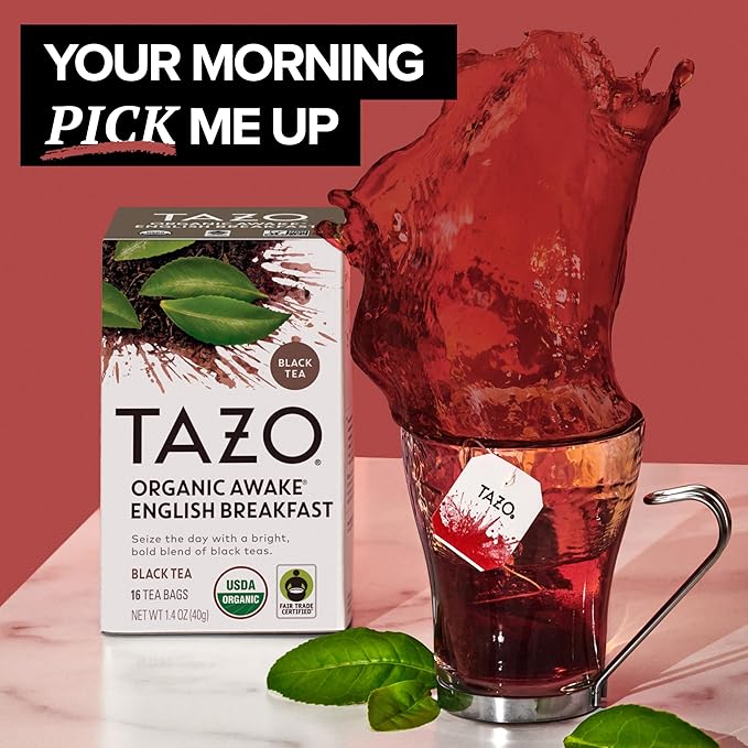 TAZO Organic Awake English Breakfast Black Tea-Bags Bold Traditional Breakfast-Style Black Tea 96 Bags (Pack of 2)