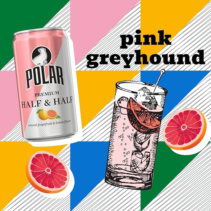 POLAR Half and Half (Grapefruit &amp Lemon) - 24pk 7.5oz Cans | Perfect Blend of Refreshing Citrus | Versatile Mixer for Cocktails and Mocktails