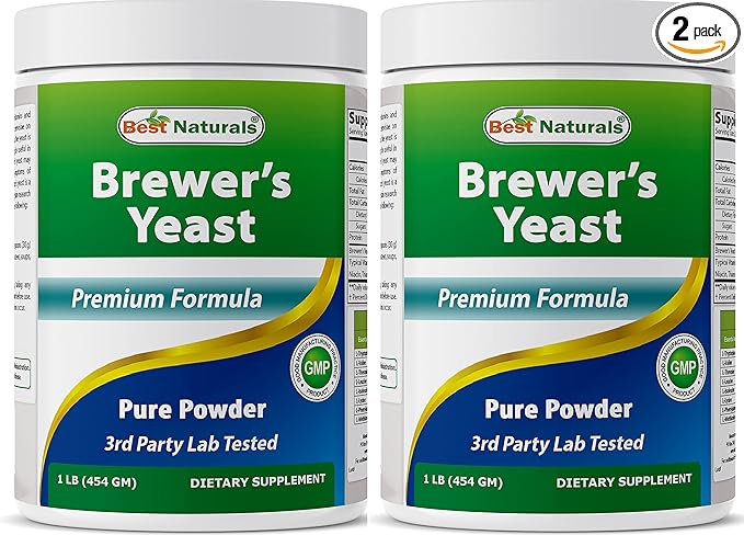 Best Naturals 2 Pack 100% Pure Brewers Yeast Powder - 16 oz - Supports for Increased Breast Milk Supply During Breastfeeding Lactation Digestive Health