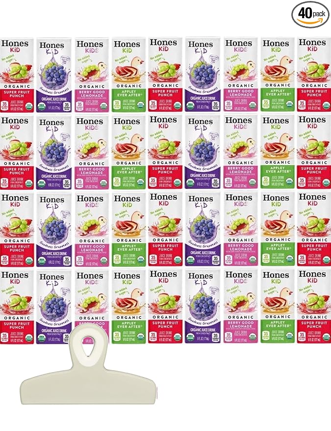 Honets Kidz Organic Juice Drink Assorted Variety Pack 6 Fluid Ounces (40 Pack)
