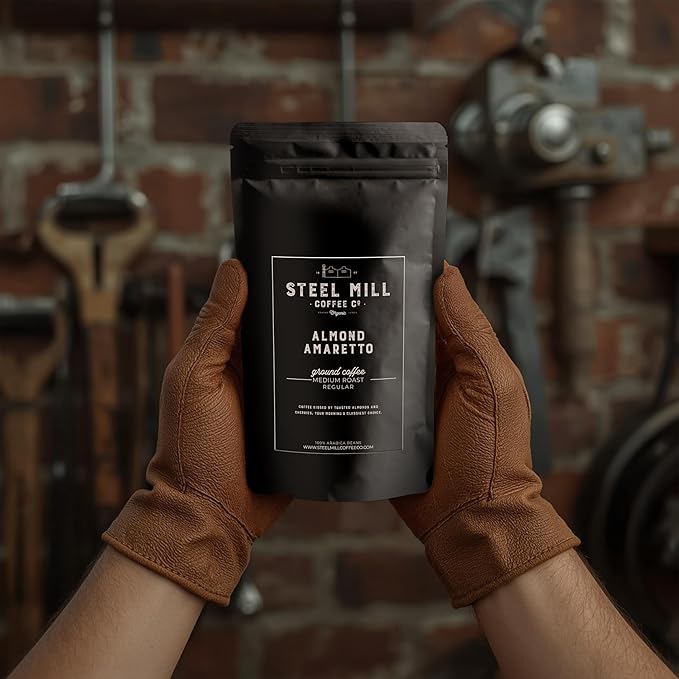 Steel Mill Coffee Co. Almond Amaretto Flavored Coffee - Ground 2lb Medium Roast 100% Arabica Vegan Gluten-Free Sugar-Free