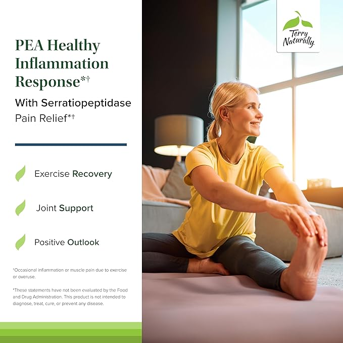 Terry Naturally Pea Healthy Inflammation Response - Joint Health Support - Exercise Performance &amp Post-Workout Support - Contains No Dairy Gluten or Soy - 60 Capsules (30 Servings)