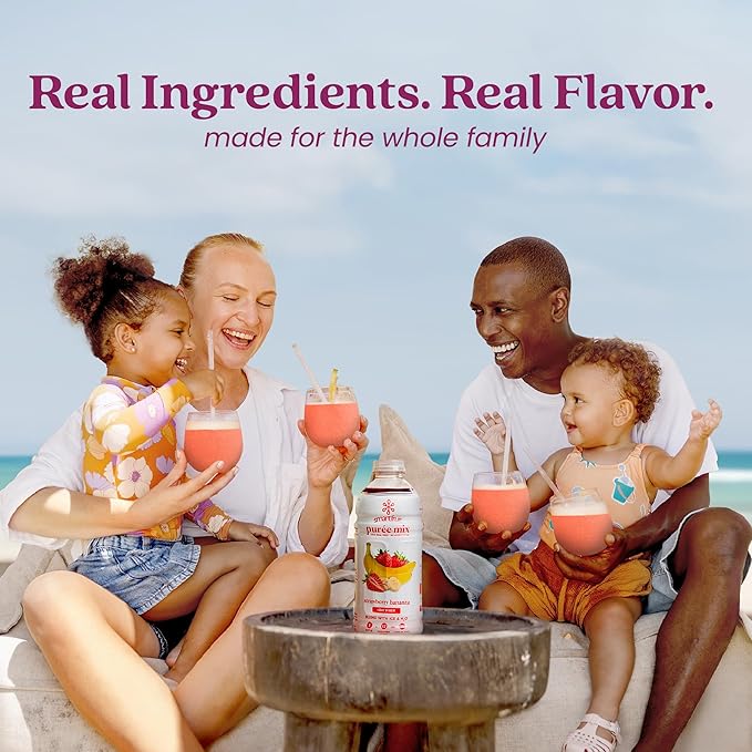 Smartfruit Strawberry Bananza + Oat Fiber – 100% Real Fruit Purée with Strawberries &amp Banana – Great for Smoothies Juice Yogurt Cocktails Teas &amp More – High in Vitamin C – 2-Pk 48oz Each