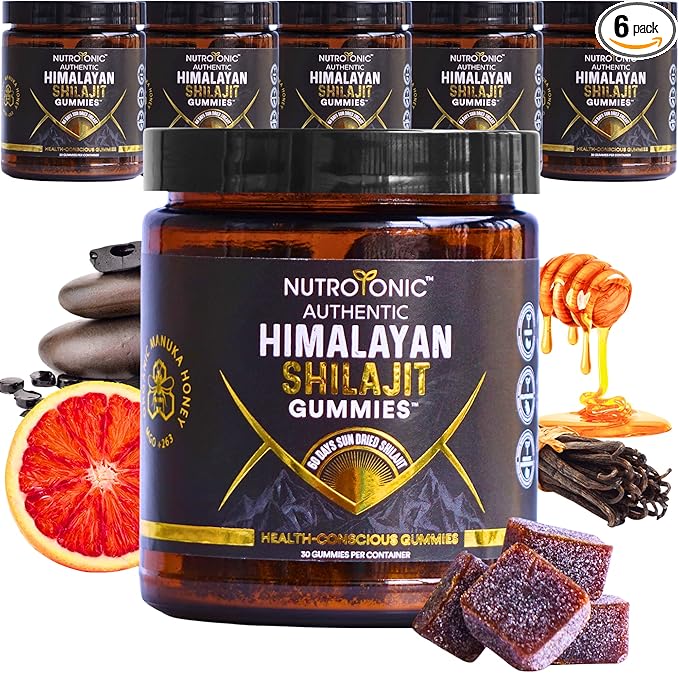 Organic SHILAJIT Gummies by NutroTonic | Shilajit for Men &amp Women | Cane Sugar Free Sweetened by Organic Manuka Honey | Clean Formula | Natural Fulvic &amp Humic Acid | 30 Healthy Gummies (6)
