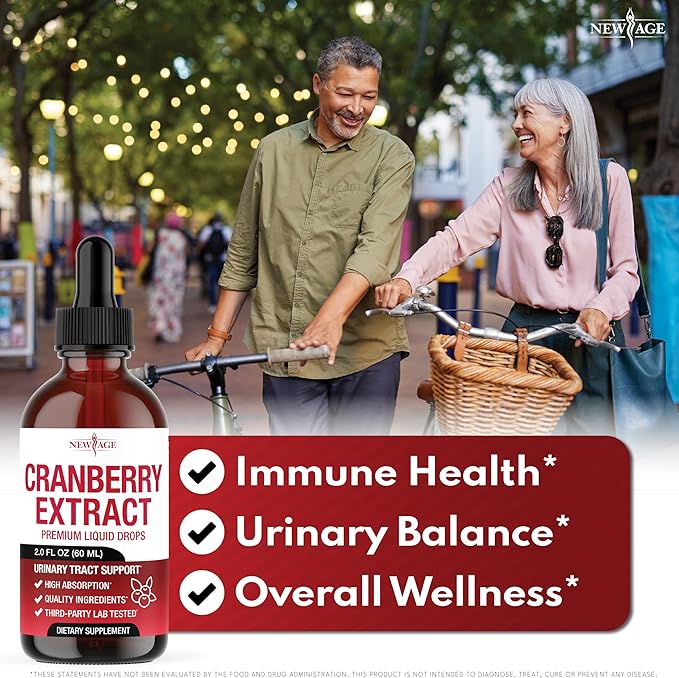 NEW AGE Cranberry Concentrate Liquid Drops – Cranberry Drops (Vaccinium macrocarpon) Extract – Urinary Tract &amp Bladder Support Antioxidant Protection – Vegan Alcohol-Free Sugar-Free – 8 fl oz