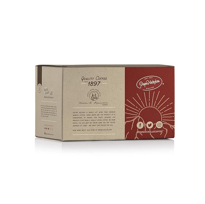 PapaNicholas Coffee Single Serve Coffee Cups Fits Keurig K Cup Brewers Breakfast Blend 48 Coffee Pods