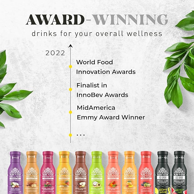 KARVIVA ACE Collagen Hydration Juice Healthy Joints Skin &amp Hair Support Antioxidant-Rich Marine Collagen Natural Electrolytes Low-Sugar Low-Calories Non-GMO Vitamin C Boost Mango Splash