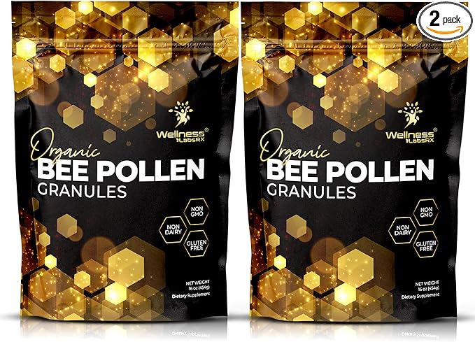 Organic Bee Pollen Granules 2 Lbs - Bee Pollen Supplement Super Food Packed with Proteins Vitamins &amp Minerals Gluten-Free - Immune Support Energy Boost and Digestive Wellness USA Made 2 Packs