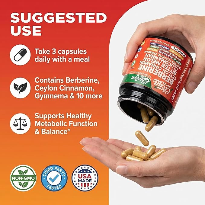 Clean Nutra Berberine and Ceylon Cinnamon Supplement Bitter Melon Glucomannan Gymnema Sylvestre Chromium Moringa Milk Thistle Turmeric Apple Cider Vinegar Digestive Enzymes Inositol Pills 90 Capsules