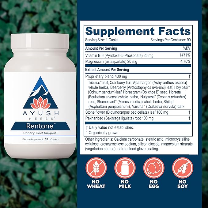 Ayush Herbs Rentone - Kidney Support Supplement with Cranberry Kidney Cleanse Pills for Women &amp Men Urinary Health &amp Bladder Function - 90 Vegetarian Capsules (1 Count)