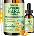 Liposomal GABA L-Theanine Drops for Kids - Liquid GABA Supplement with Magnesium Chamomile Lemon Balm &amp Vitamin B6 - Support Relaxation Focus &amp Stress Relief for Kids &amp Adults - Pineapp