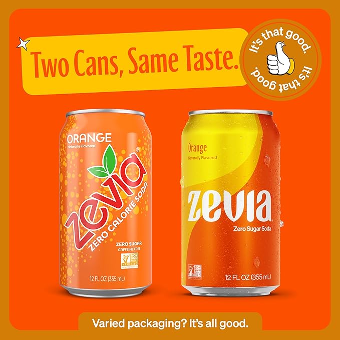 Zevia Zero Calorie Soda Orange 12 Ounce Cans (Pack of 20)