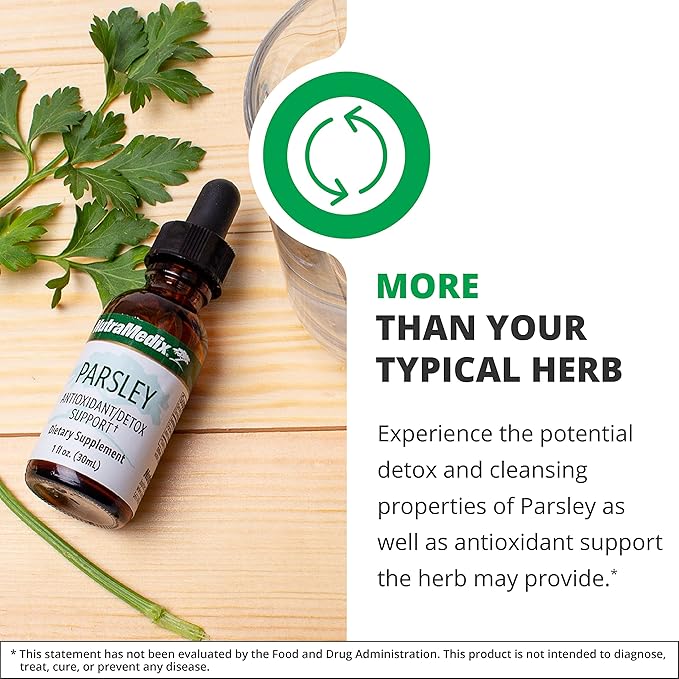 NutraMedix Parsley Herbal Supplement - Parsley Leaf and Stem Extract - Antioxidant Support Body Detox &amp Cleanse Support - Liquid Herbal Supplements for Immune Health (1oz / 30ml)