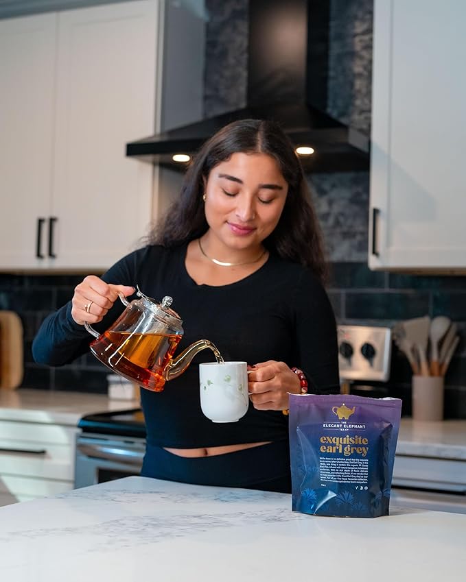 Earl Grey Tea Organic Loose Leaf Black Tea – Classic Bergamot &amp Citrus Flavor – Boost Clarity &amp Wellness – Drink Hot or Iced – 4 oz Resealable Bag (Makes 50 Cups) – The Elegant Elephant