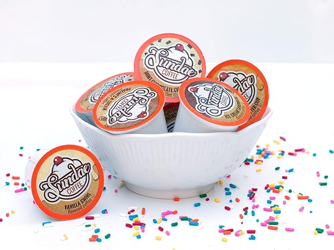 Sundae Ice Cream Flavored Coffee Pods Compatible with 2.0 Keurig K-Cup Brewer (Vanilla Swirl) 48 Count