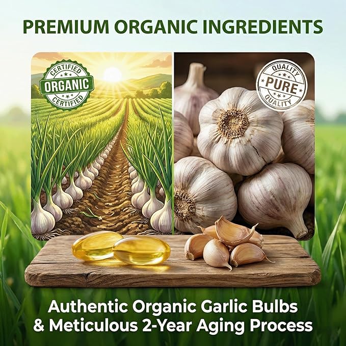 lumine Organics Aged Garlic7500mg Odorless Organic Garlic SupplementAll-Natural (1Bag)