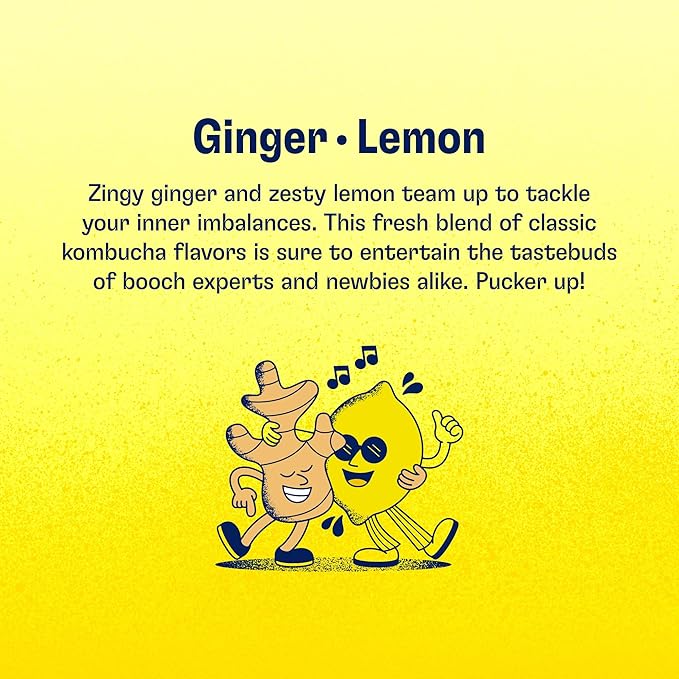 Health-Ade Ginger-Lemon Kombucha Organic Drink 12-Pack (11.5 Fl Oz Cans) - Fermented Tea with Probiotics Detoxifying Acids Supports Gut Health - Non-GMO Vegan Gluten-Free
