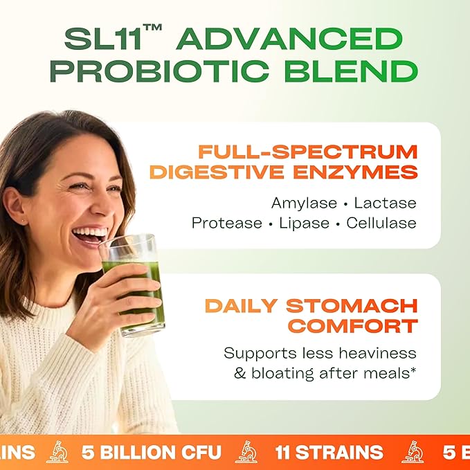 GOBIOTIX Super Greens Powder with Organic Spirulina - Superfood Supplement with Fruit Blend Probiotics and Enzymes for Digestive Health - Vegan Non-GMO - 30 Servings (Mango - 1 Pack)