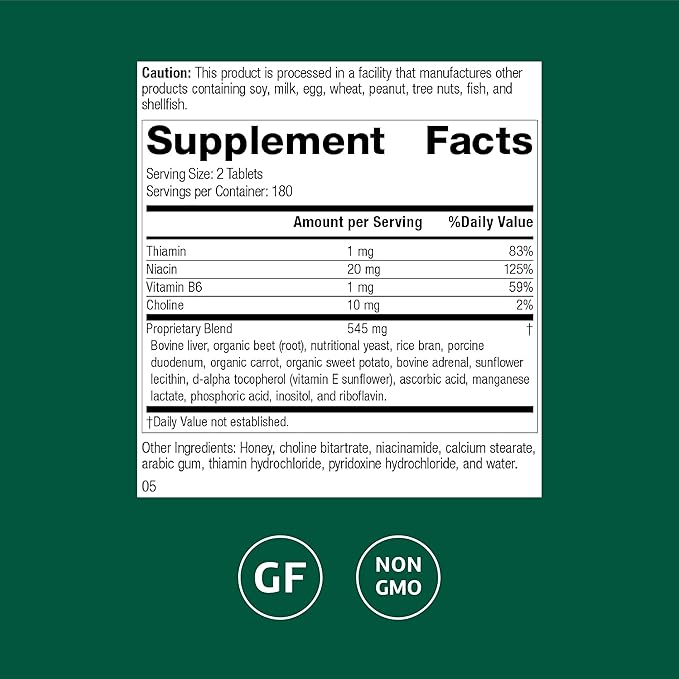 Standard Process Cataplex B-GF - Supports Nervous System Health - B Vitamins for Energy &amp Heart Support - Aids Energy During Physical Activity - Gluten-Free Non-Soy &amp Non-Dairy - 360 Tablets