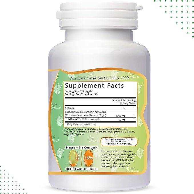 Cocó March N.M.D. Molecular Curcumin – 180x Higher Absorption Curcumin with Turmeric Extract – Joint Health Mobility &amp Immune Support – Gluten Free Dairy Free Soy Free Keto Friendly – 60 Softg
