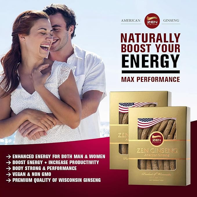2 Boxes of American Wisconsin Ginseng - Small Long Root - Premium Quality Panax Ginseng. Boosts Body Immunity Energy for Men &amp Women (8 Oz per Box)