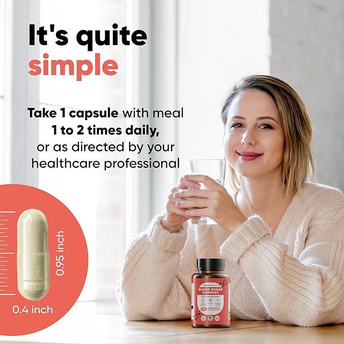 Blood Sugar Supplement 120 Capsules Up to 4 Months Supply with Magnesium Cinnamon Zinc Vitamin CE Biotin and Other