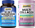 Multi Collagen Peptides Powder 8oz &amp 10 in 1 Magnesium Complex 120 Caps