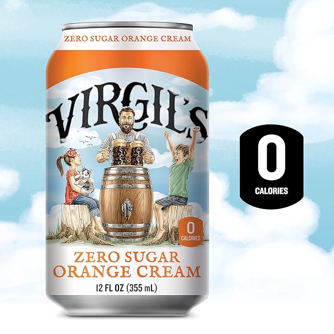 Virgil's New All-Natural Zero Sugar Orange Soda 12-oz (24 Cans)