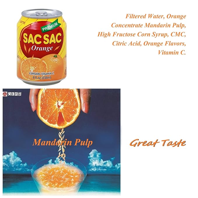Korean Best Variety Energy Drink Box Deal - SACSAC RICE PUNCH PEAR JUICE - (SACSAC ORANG + GRAPE 12 CANS)