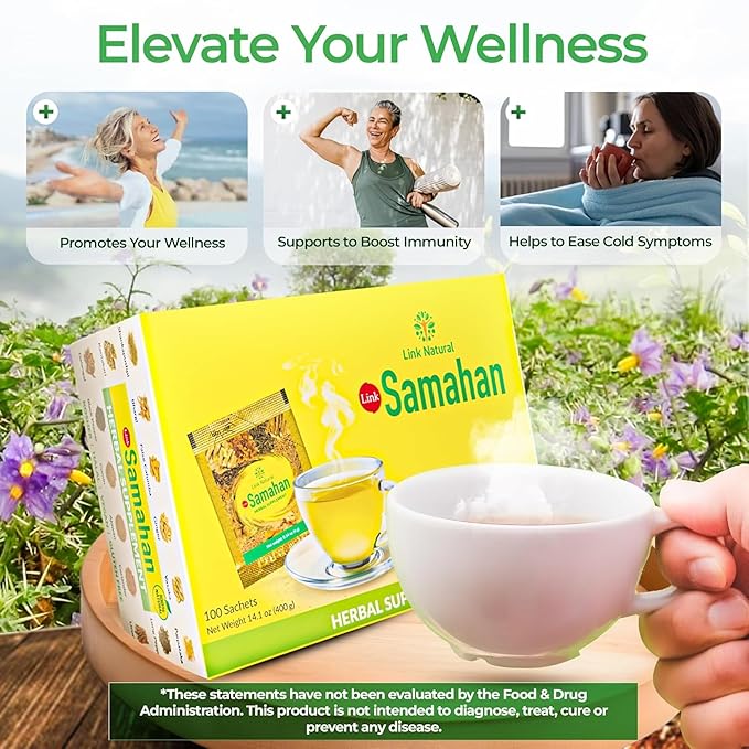 SAMAHAN Ayurvedic Herbal Tea Packets - Sri Lankan Ceylon Blend with 14 Natural Herbs Including Ginger Black Pepper &amp More Herbal Tea Bags for Wellness Relaxation &amp Daily Comfort - 60 Count