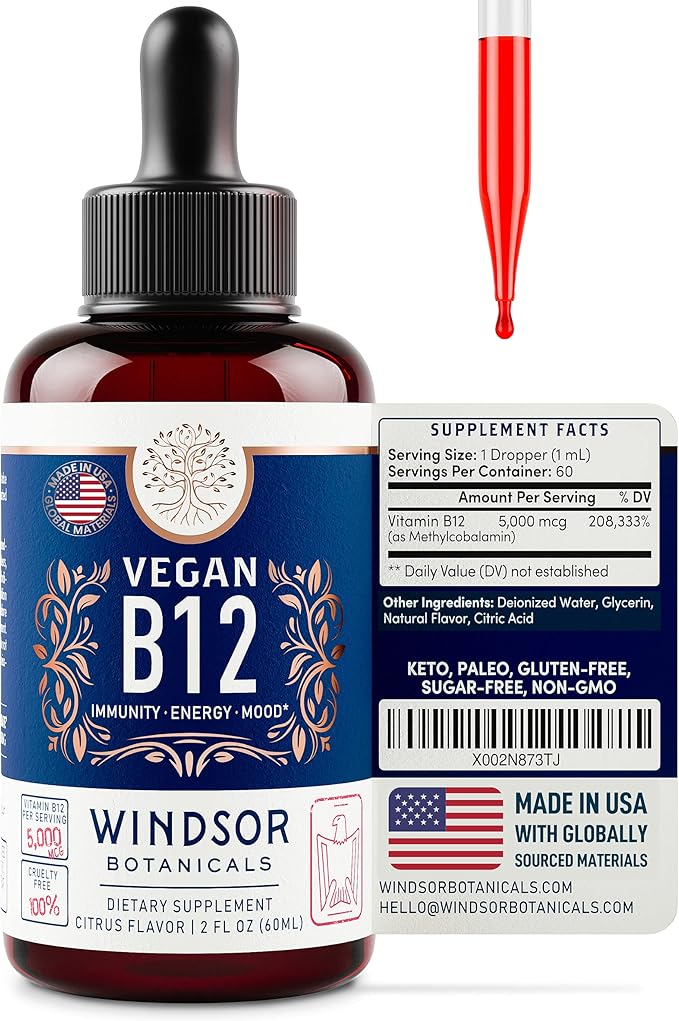WINDSOR BOTANICALS Vegan Collagen Builder and Vegan B12 Liquid Body and Mind Bundle