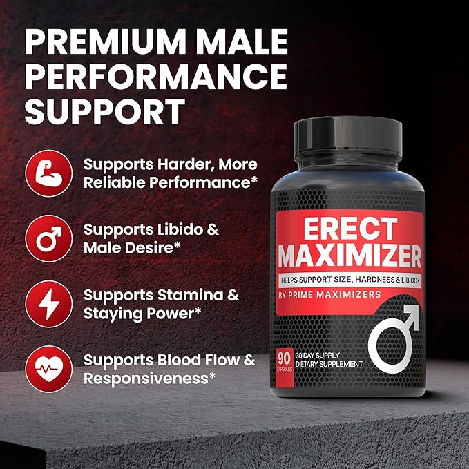 Premium Male Enhancement Fast Acting Blood Flow Support | Supports Performance Firmness Stamina &amp Desire | 9 in 1 High-Impact Dosage | Cali Manufactured 3rd Party Tested – 90 Caps