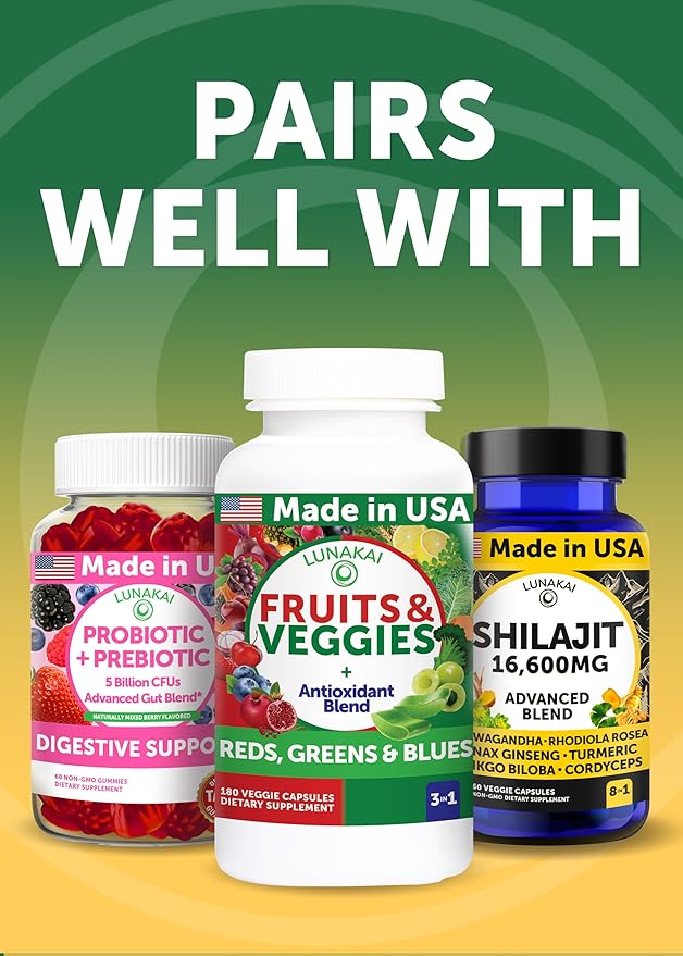 Lunakai USA Made Pure Moringa Capsules – Advanced Moringa Leaf Extract Supplement with Ashwagandha Boswellia Ginseng &amp Turmeric 60ct