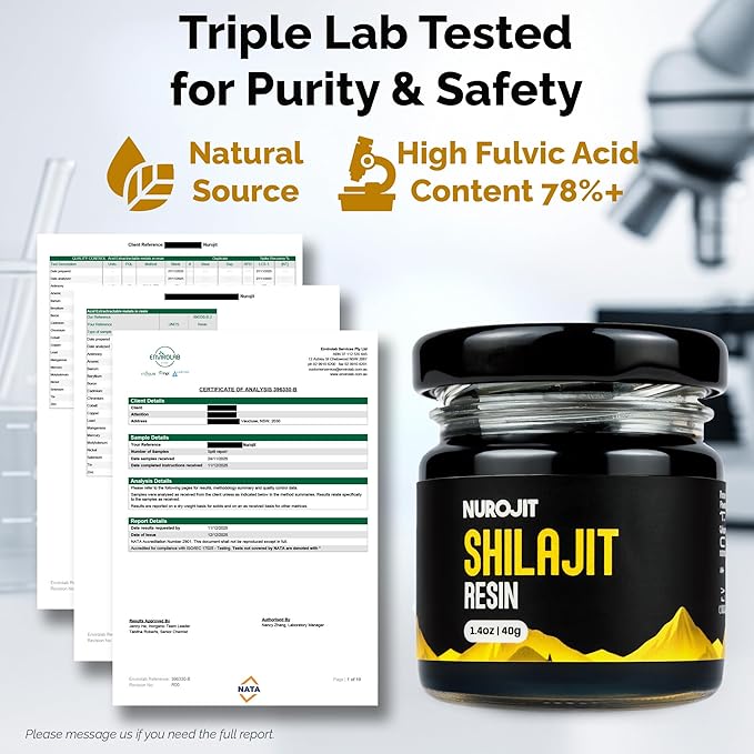Pure Shilajit Resin Pure Himalayan Shilajit for Men and Women with 78%+ Fulvic Acid Mineral Complex 3rd Party Lab Tested Natural Organic Resin Vegan Gluten Free Daily Supplement 40g