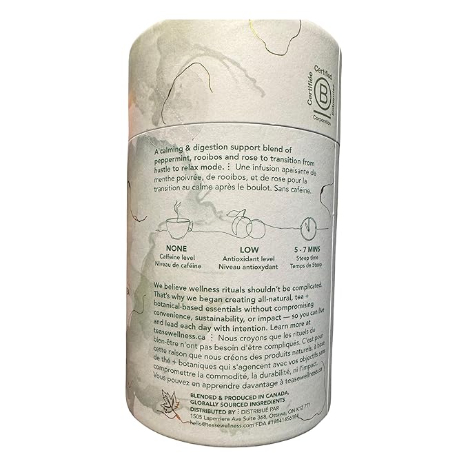 Tease Tea Organic Peppermint Tea - Midnight Mint Digestive Health Herbal Drink Stomach Relief Caffeine Free Drink Made with Peppermint Spearmint and Peach For Calming and Soothing Blend