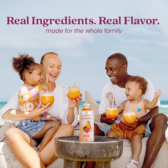 Smartfruit Tropical Harmony + Aloe – 100% Real Fruit Purée with Pineapple Passion Fruit Papaya &amp Guava – Great for Smoothies Juice Yogurt Cocktails Teas &amp More – High in Vitamin A &amp