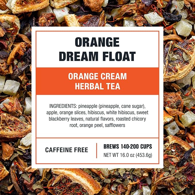 Tiesta Tea - Orange Dream Float Tea Loose Leaf Orange Cream Herbal Tea Premium Caffeine-Free Tea Blend Make Hot or Iced &amp Up to 200 Cups 16 oz Resealable Bulk Pouch
